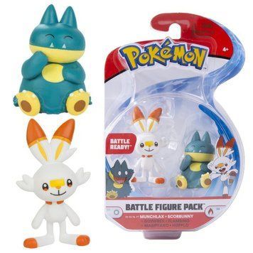 Набір фігурок Покемон Манчлакс, Скорбані, 6-8 см - Pok&eacute;mon, Munchlax, Scorbunny, Battle figure pack 95026 фото